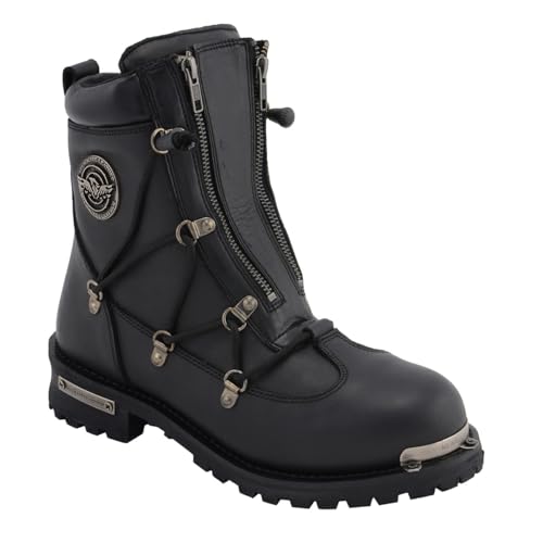 Milwaukee Leather بوتات راكب الدراجة النارية من ميلووكي جلد MBM9075 للرجال باللون الأسود بطول 6 إنش مع سحاب مزدوج - 15 - Image 4