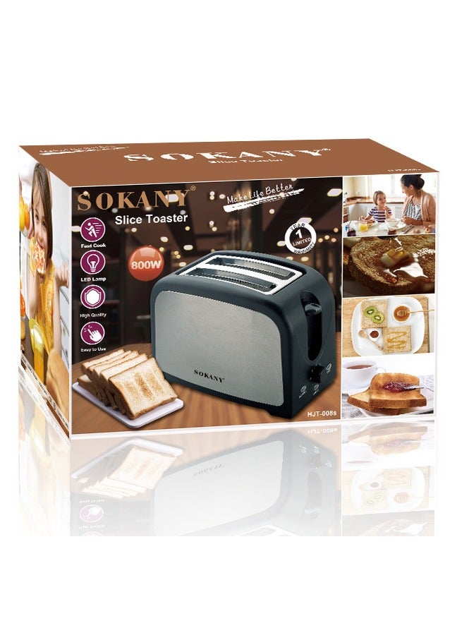 sokany Bread Toaster, Pop-up, Stainless Steel and Plastic, 800W - Image 2