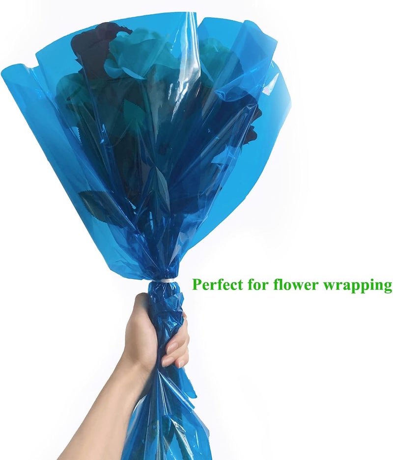 Tickjoy 200 ft Blue Cellophane Wrap Roll (16 In x 200 Feet) - 2.5 Mil Thick for Gift Baskets, Bouquets, Party Decorations - Image 3