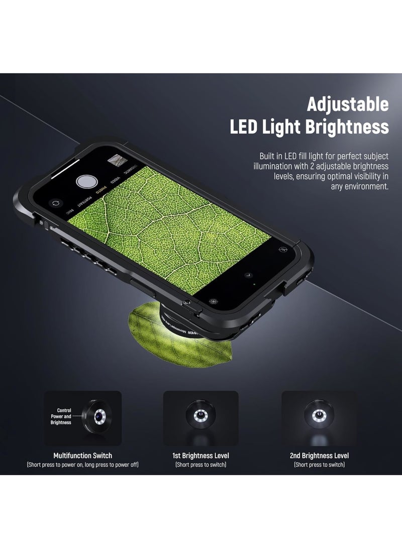 Zikra 45 X Phone Microscope Only for 17mm Thread Backplate, with iPhone Samsung Cage with 17mm Lens Adapter, Rechargeable Close Up Zoom Lens with 50mAh Battery, LED Light, Type C Cable - Image 3