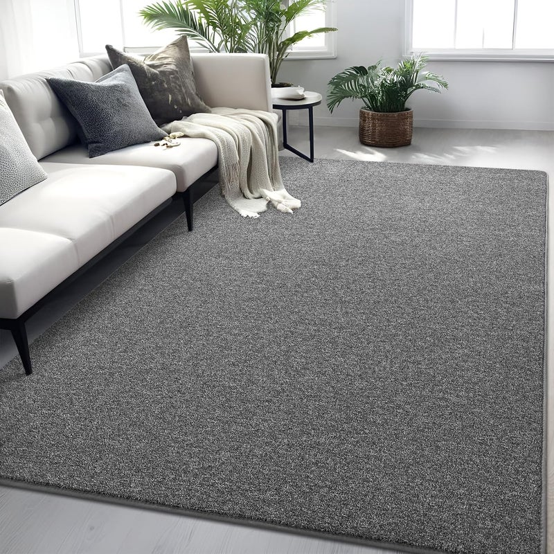 FALARK 4x6 Area Rugs for Bedroom Living Room, Dark Grey Soft Low-Pile Modern Indoor Thickened Memory Foam Non-Slip Washable Carpets for Kids Dorm Home Decor Rug - Image 2