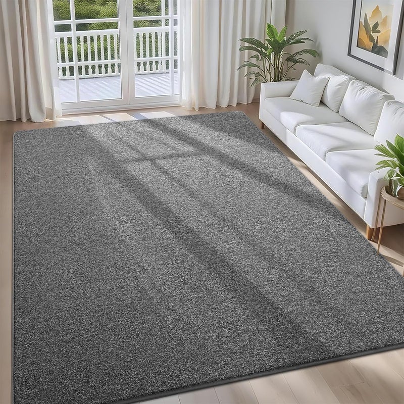 FALARK 4x6 Area Rugs for Bedroom Living Room, Dark Grey Soft Low-Pile Modern Indoor Thickened Memory Foam Non-Slip Washable Carpets for Kids Dorm Home Decor Rug - Image 1