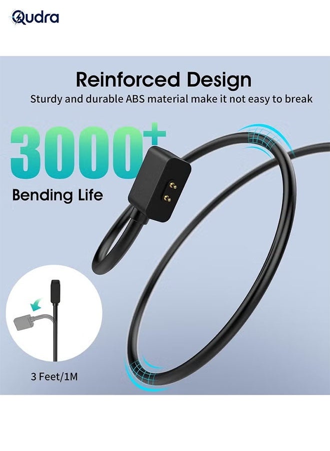 Qudra Charger Compatible with Xiaomi Smart Band 9/9 Pro/9 Active/8/8 Pro/8 Active/Redmi Watch 5/5 Active/5 Lite/4/3 Active/Redmi Smart Band 2, Charging Dock with 3.3ft/1m USB Charging Cable - Image 3