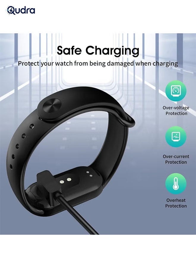 Qudra Charger Compatible with Xiaomi Smart Band 9/9 Pro/9 Active/8/8 Pro/8 Active/Redmi Watch 5/5 Active/5 Lite/4/3 Active/Redmi Smart Band 2, Charging Dock with 3.3ft/1m USB Charging Cable - Image 2