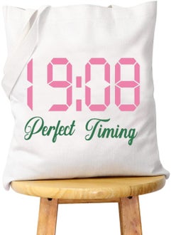 WCGXKO WCGXKO Sorority Gift Pink and Green Perfect Timing Black Greek Sorority Paraphernalia (Perfect Timing tote) 