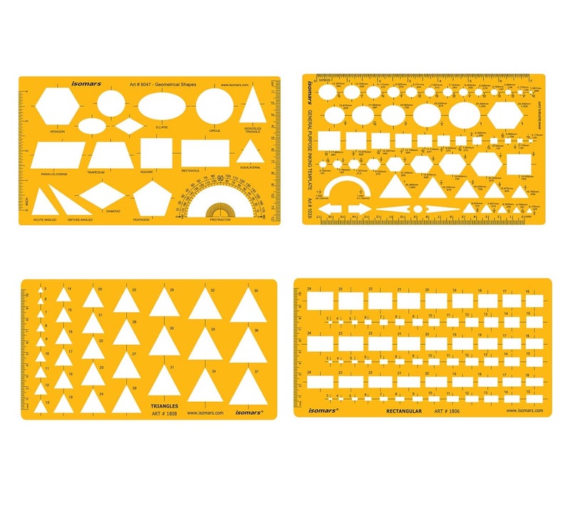 Isomars Technical Drawing Drafting Templates Set of 4 - Image 1