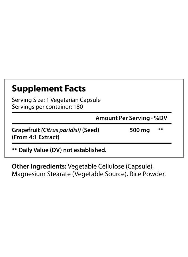 LongLifeNutri Grapefruit Seed Extract 500Mg 180 Vegetarian Capsules ; Made In Usa ; Gse Potent Immune Vitamin & Overall Health Supplement ; Non Gmo Gluten Free Pill - Image 3