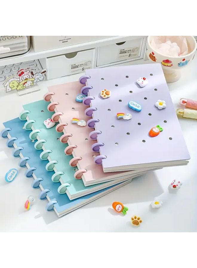A5 Purple Mushroom Snap Binding Perforated Notebook Reversible Pages DIY Office Supplies - Image 1