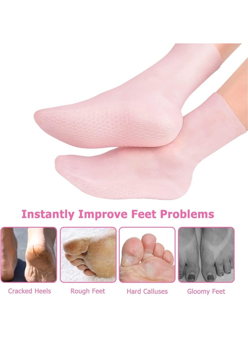 KASTWAVE Moisturizing Socks, Long Silicone Socks, Aloe Socks, Soft Gel Socks, Women Foot Spa Pedicure Socks for Repairing Cracked Heel, Dry Feet, Softening Calluses, Rough Skin - Image 2