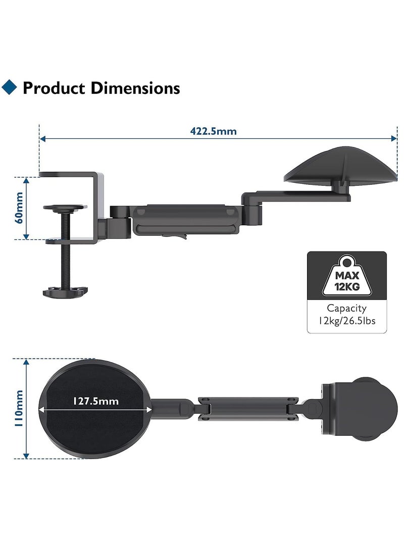 Ergonomic Arm Rest Support for Desk Armrest Pad Rotating Wrist Rest Holder, Extendable  Adjustable, Aluminum Material - Image 5