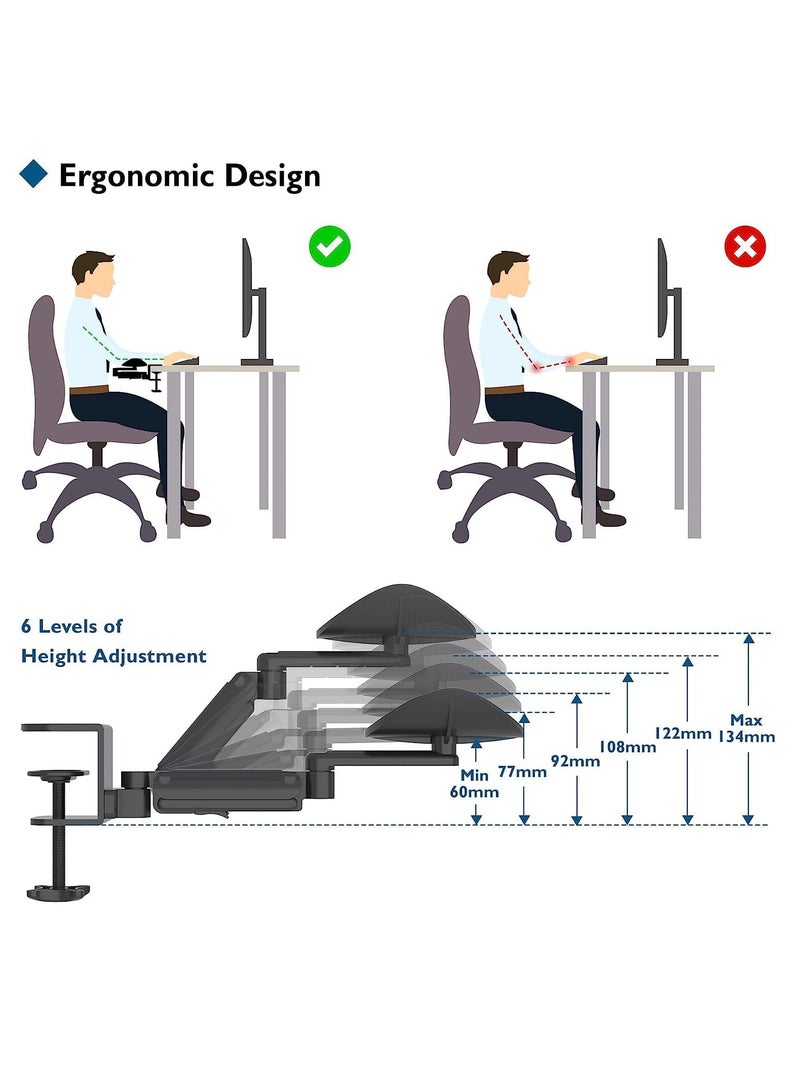 Ergonomic Arm Rest Support for Desk Armrest Pad Rotating Wrist Rest Holder, Extendable  Adjustable, Aluminum Material - Image 4
