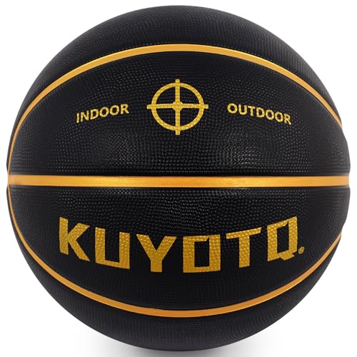 KUYOTQ Official Size Black Gold Basketball 295 Thickened Rubber inOutdoor Mens Size 7 Basketball for Game PlayDeflated - Image 3