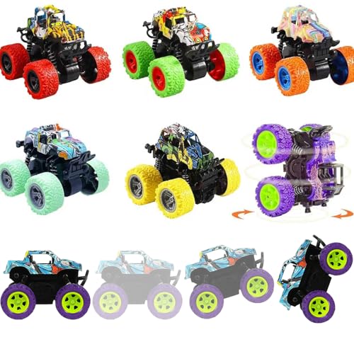 TGIQROVE 6 Pack Mini Monster Trucks Toys for Boys Girls Aged 3 and Above Pull Back Truck Push and Go Friction Powered Car Toys Monster Truck Party Favors Birthday Decorations Classroom Prizes for Kids - Image 1