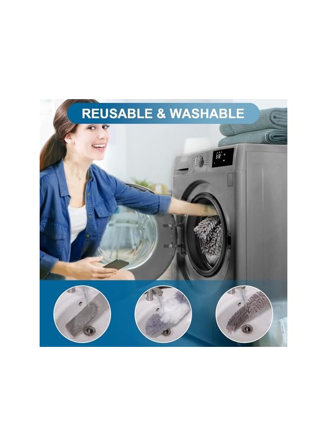 promass Extendable Duster, 4PCS Extension Duster Pole 30-100 Inches, Wall Duster with Removable and Washable Fiber Long Duster, Long Feather Duster for Cleaning Cobweb Brush, Blinds, Furniture, Fan - Image 4