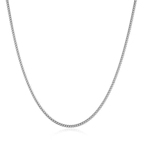 HZMAN 3.5mm Cuban Chain for Men Stainless Steel Men's Silver Chain Diamond Cut Hip Hop Link Chains Necklace 16-30 Inch (16in) - Image 1