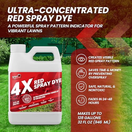 Not Rocket Sciences 32oz 4X Red Spray Dye - Makes 128 Gallons of Concentrated Spray Pattern Indicator Dye, Ideal Fertilizer Marking, Lawn Turf Mark and Marker, Mark Where You've Sprayed with Red Color Indicator - Image 2