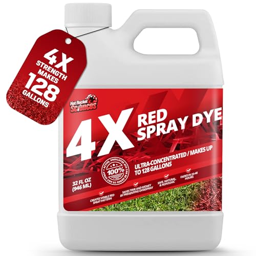 Not Rocket Sciences 32oz 4X Red Spray Dye - Makes 128 Gallons of Concentrated Spray Pattern Indicator Dye, Ideal Fertilizer Marking, Lawn Turf Mark and Marker, Mark Where You've Sprayed with Red Color Indicator - Image 1