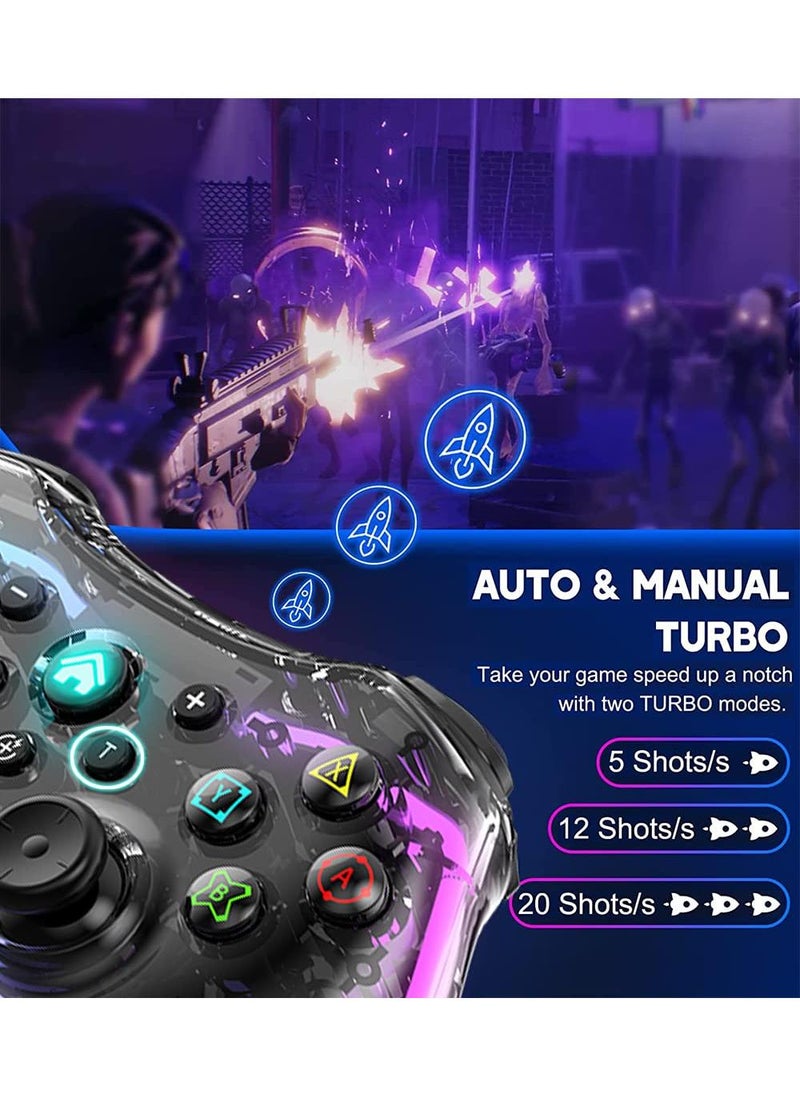 Sweet seven Wireless Pro Controller for Nintendo Switch - Turbo Support, Wake-up Function, Adjustable LED  - Image 4