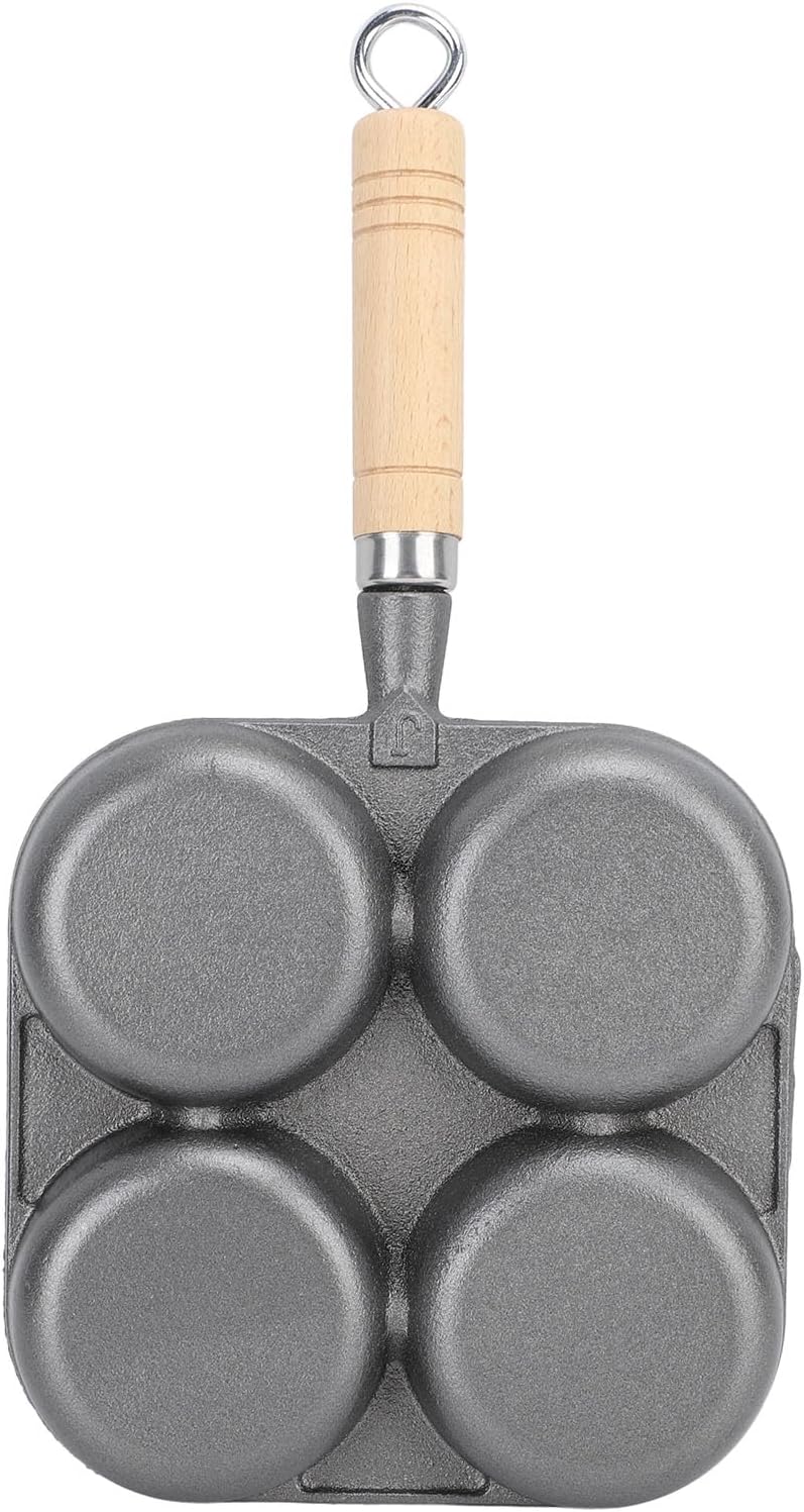 Egg Pan, Non Stick 4 Cups Egg Frying Pan with Wooden Handle for Breakfast, Induction Cooker Gas Stove - Image 3