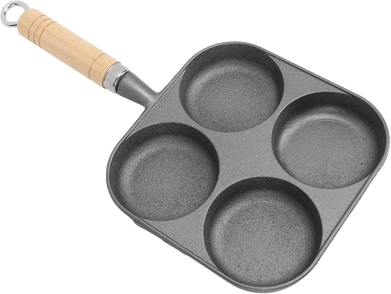 Egg Pan, Non Stick 4 Cups Egg Frying Pan with Wooden Handle for Breakfast, Induction Cooker Gas Stove - Image 5