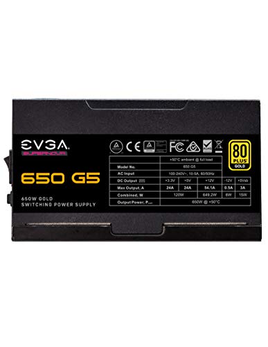 EVGA 650 G5, 80 Plus Gold 650W, Fully Modular, ECO Mode with Fdb Fan, 100% Japanese Capacitors, 10 Year Warranty, Compact 150mm Size, Power Supply 220-G5-0650-X1 - Image 5