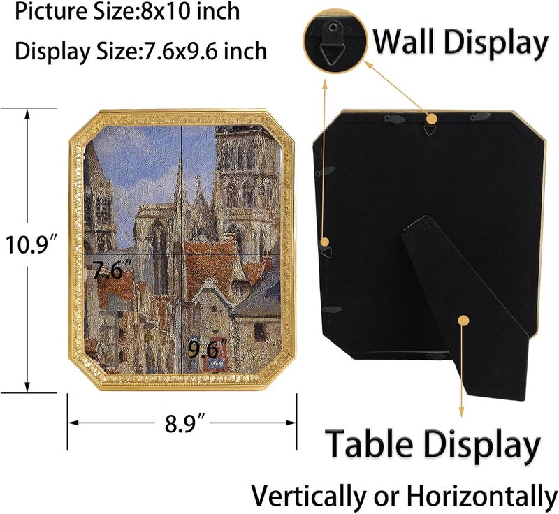 SIKOO 8x10 Vintage Picture Frames Gold Frame Wall Art Gallery Antique Picture frames Tabletop and Wall Mount Indoor outdoor use - Image 5