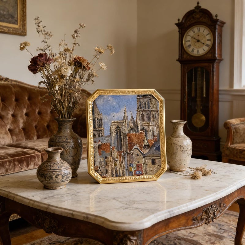 SIKOO 8x10 Vintage Picture Frames Gold Frame Wall Art Gallery Antique Picture frames Tabletop and Wall Mount Indoor outdoor use - Image 3