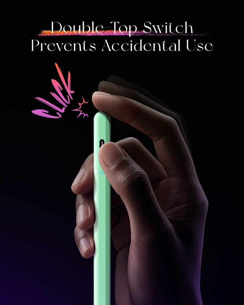 JAMJAKE قلم لمسة لجهاز آبل آيباد شحن أسرع 5X، قلم لجهاز آبل آيباد متوافق مع آيباد 6-11 الجيل، آيباد إير 3-5/M2/M3، آيباد ميني 5/6، آيباد برو 11"/12.9"/M4، تشغيل/إيقاف بالضغط المزدوج - أخضر - Image 4