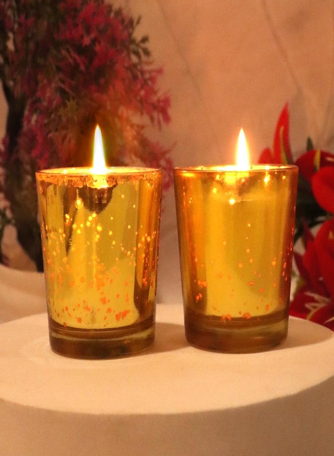 Quace عبوة من شمعتين معطرتين برائحة الياسمين من كوايس - شموع نذرية زجاجية ذهبية لتزيين المنزل والاسترخاء وتقديمها كهدية - Image 2