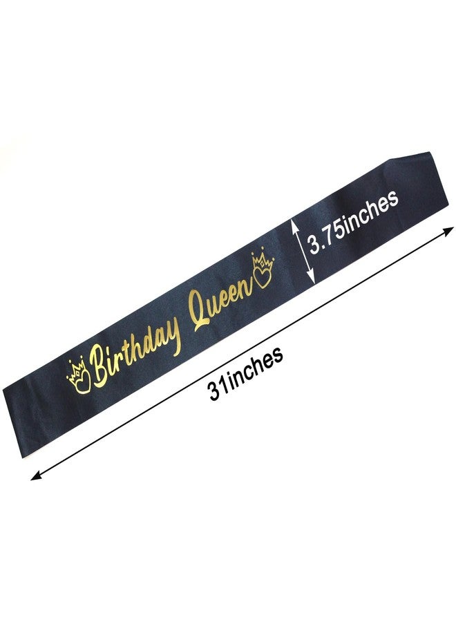 BLUPLE Birthday Queen Sash for Girls and Women Black "Birthday Queen" Satin Sash with Gold Glitter Lettering Party Favors, Supplies and Decorations (1) - Image 4