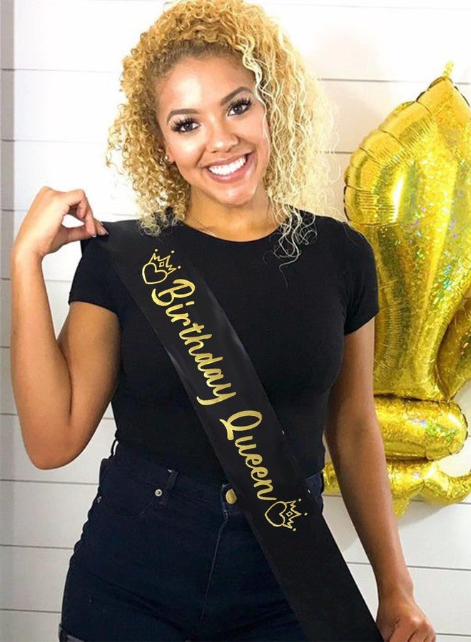 BLUPLE Birthday Queen Sash for Girls and Women Black "Birthday Queen" Satin Sash with Gold Glitter Lettering Party Favors, Supplies and Decorations (1) - Image 5