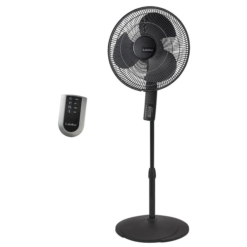 Lasko Oscillating Pedestal Fan Thermostat Adjustable Height Remote Control Timer 4 Speeds for Bedroom Living Room Office  Dorm 16 Black S16612