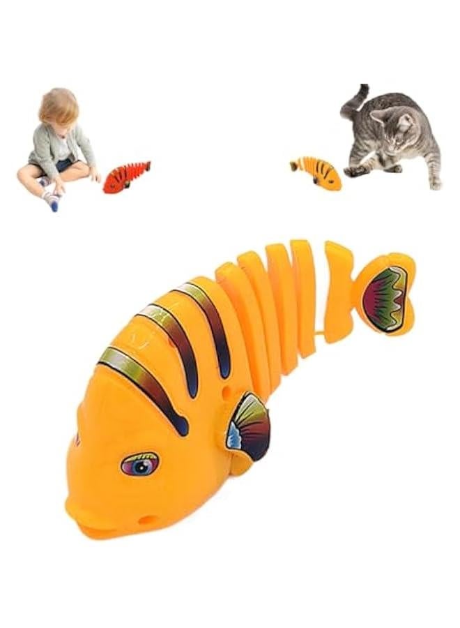 Plastic Wind-Up Wiggle Fish Toys,Interactive Clockwork Swinging Cartoon Fish Toys,Creative 360° Rotating Clockwork Swinging Cartoon Toy for Birthday Party Gift (Yellow) - Image 1