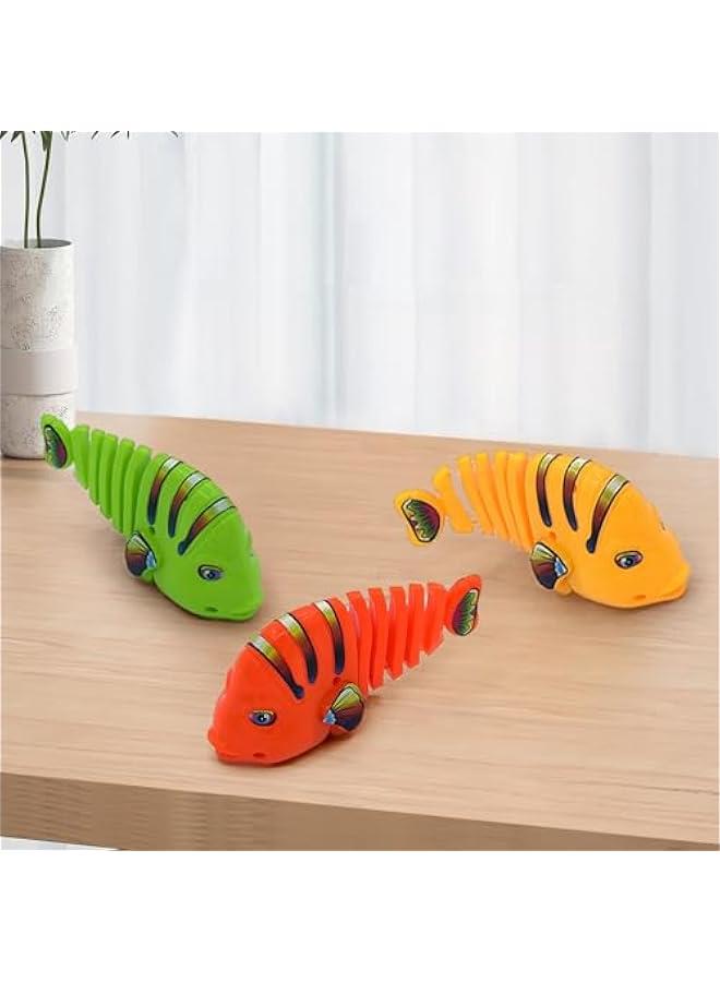 Plastic Wind-Up Wiggle Fish Toys,Interactive Clockwork Swinging Cartoon Fish Toys,Creative 360° Rotating Clockwork Swinging Cartoon Toy for Birthday Party Gift (Yellow) - Image 5