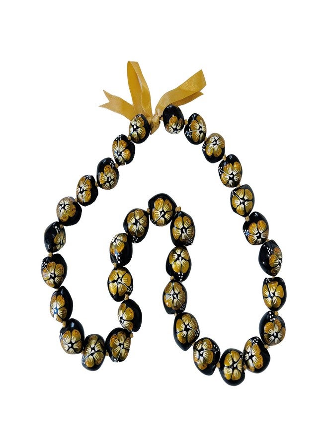 Zero Gravity Hawaii Hawaiian Jewelry 32" Gold Hibiscus Flower Kukui Nut Graduation Wedding Lei Necklace - Image 1
