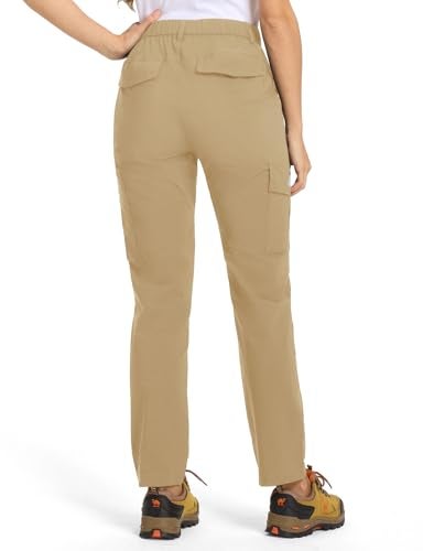 TBMPOY Womens Hiking Cargo Pants Lightweight Water Resistant Quick Dry Fishing Camping Travel Work Pant with 6 Pockets Khaki S - Image 3