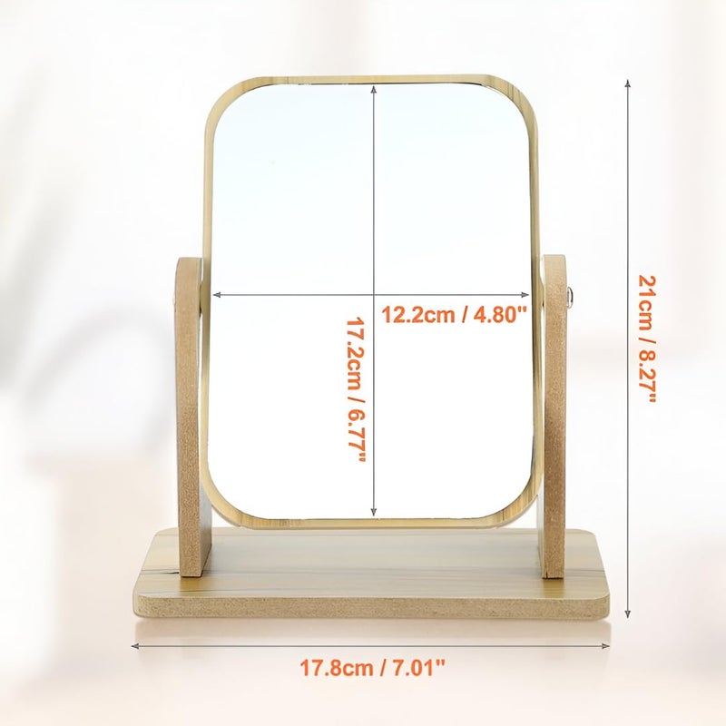 Glitzn Portable Wooden Tabletop Mirror – Adjustable Frame for Dorm & Travel Natural Wood Desk Mirror – Minimalist Vanity Mirror - Image 4
