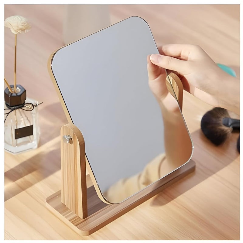 Glitzn Portable Wooden Tabletop Mirror – Adjustable Frame for Dorm & Travel Natural Wood Desk Mirror – Minimalist Vanity Mirror - Image 5