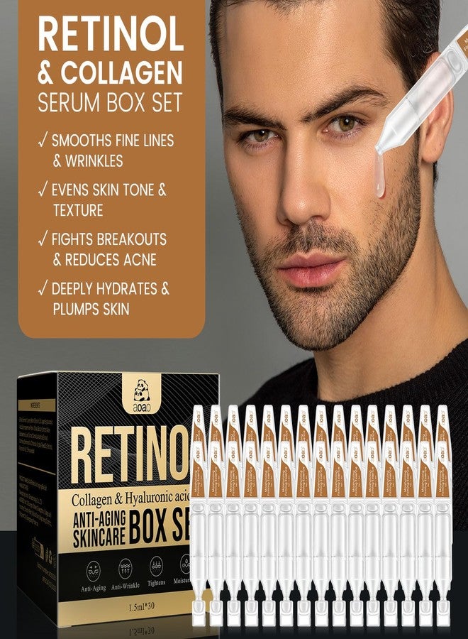 AOAO Anti Aging Face Serum with Retinol & Collagen – Ultra Hydrating & Firming Facial Essence for Men, Single-Use Vials Moisturizing to Smooth Skin, Reduce Wrinkles, Boost Radiance (Retinol Serum_2) - Image 2