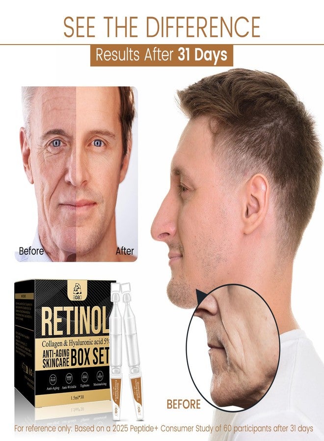 AOAO Anti Aging Face Serum with Retinol & Collagen – Ultra Hydrating & Firming Facial Essence for Men, Single-Use Vials Moisturizing to Smooth Skin, Reduce Wrinkles, Boost Radiance (Retinol Serum_2) - Image 3
