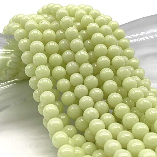 ABC GEMS USA ABCGEMS Glow-in-Dark Mexican Olive-Green Aragonite Beads (AKA Cave Calcite- Extremely Rare) Healing Energy Chakra Crystal Stone Ideal for Bracelet Necklace DIY Jewelry Making Smooth Round Tiny 6mm - Image 2