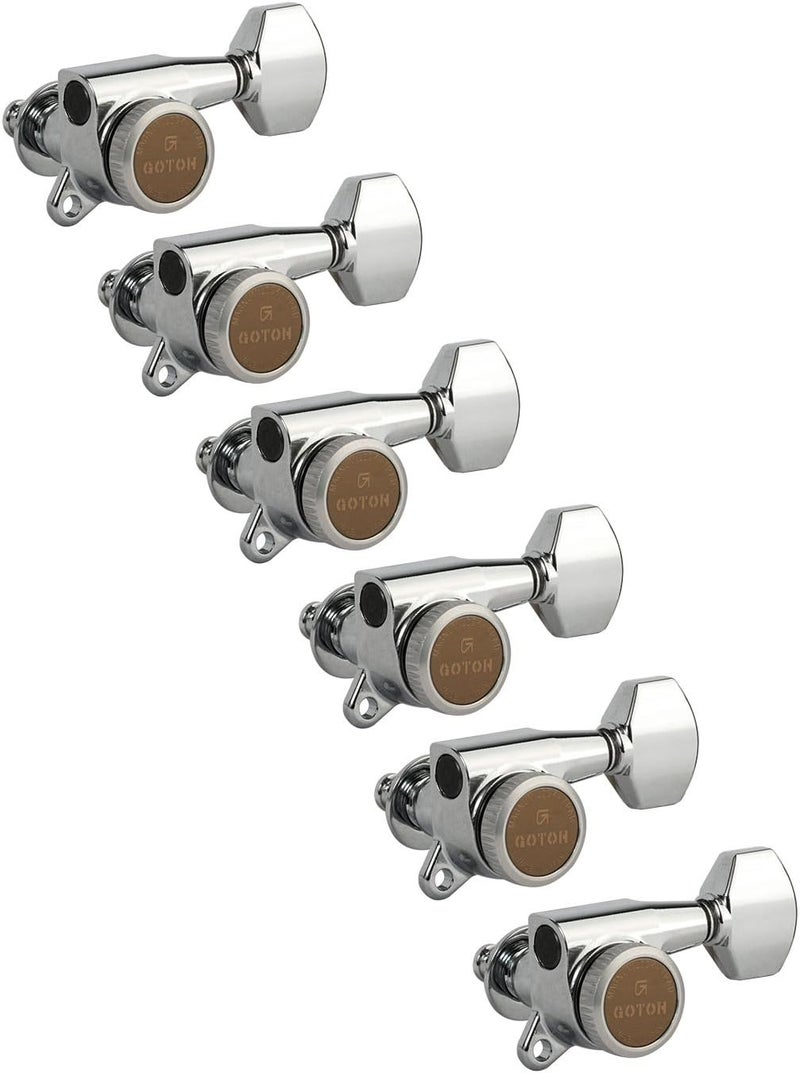 Gotoh Magnum Lock-Trad 6-In-Line Guitar Tuners, Chrome - Image 1
