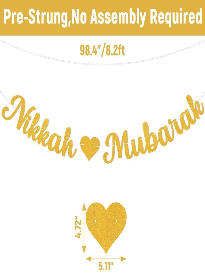 Ramciyo Nikkah Mubarak Banner - Eid Mubarak Decorations, Urdu Nikkah Decor, Glittery Desi Wedding/Engagement/Dulhan/Shaadi Party Decorations Gold Glitter - Image 2