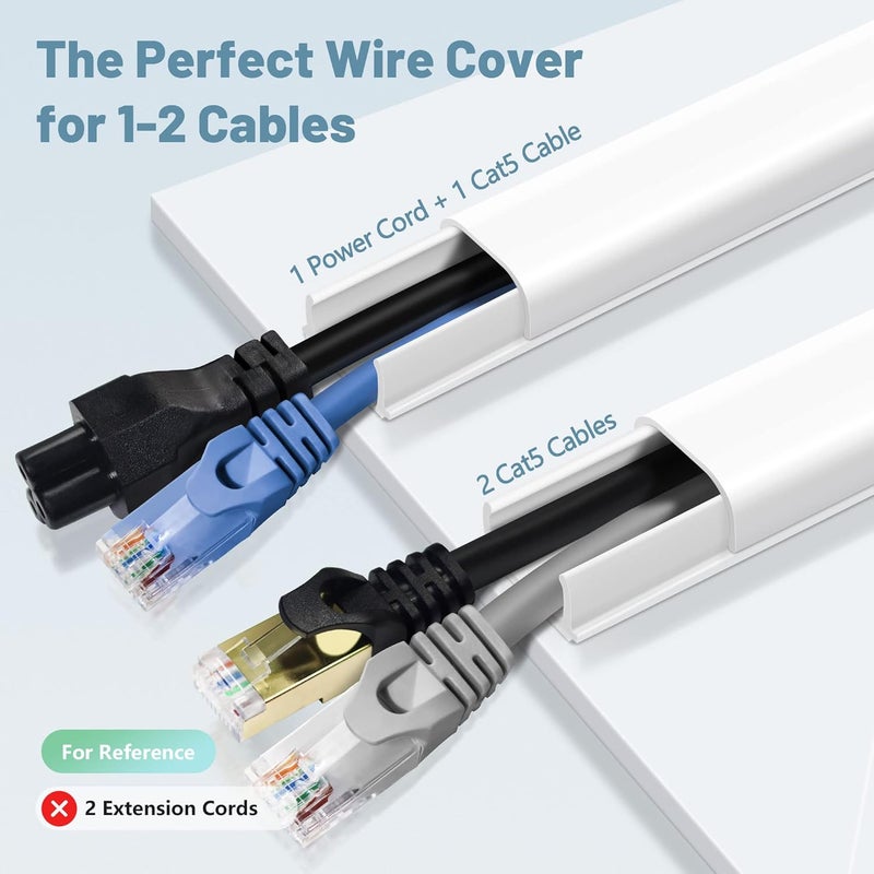 ZhiYo Wire Covers for 2 Cords, 68in Wire Hider on Wall Mounted, Beige Cord Cover Kit, Cable Cover Paintable, Cable Concealer for Extension Cord, Ethernet Cable, Speaker Wire Hider, 4X L17in W0.7in H0.4in - Image 4