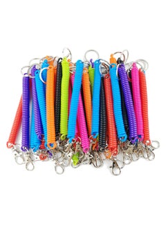 Retractable Coil Spring Keychains, 14 Pcs Spiral Elastic Cord Coil Keychain Strap Theftproof Anti-lost Stretch Cord Safety Key Ring with Metal Lobster Clasp for Keys Wallets Cellphone (7 Colors)
