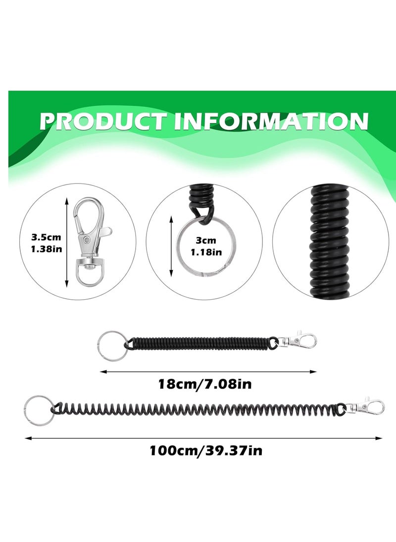 Excefore - Retractable Coil Spring Keychains, 14 Pcs Spiral Elastic Cord Coil Keychain Strap Theftproof Anti-lost Stretch Cord Safety Key Ring with Metal Lobster Clasp for Keys Wallets Cellphone (7 Colors) - Image 1