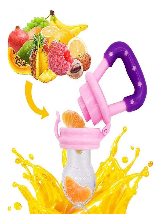 AEREX� BPA-Free Silicone Fruit & Vegetable Feeder with Easy Grip Handle | Soft Pacifier | Baby Fruit Feeder | Fruit Nibbler for New Born Baby (Pack of 1,Multicolor) - Image 2