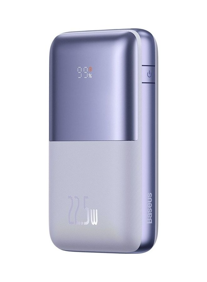 Baseus 20000 mAh USB C Portable Power Bank with Digital Display (20000 mAh with 1 USB C Port and 2 USB A Ports for up to 22.5W Charging for iPhone, Android, AirPods, iPad, and More) – Purple - Image 1