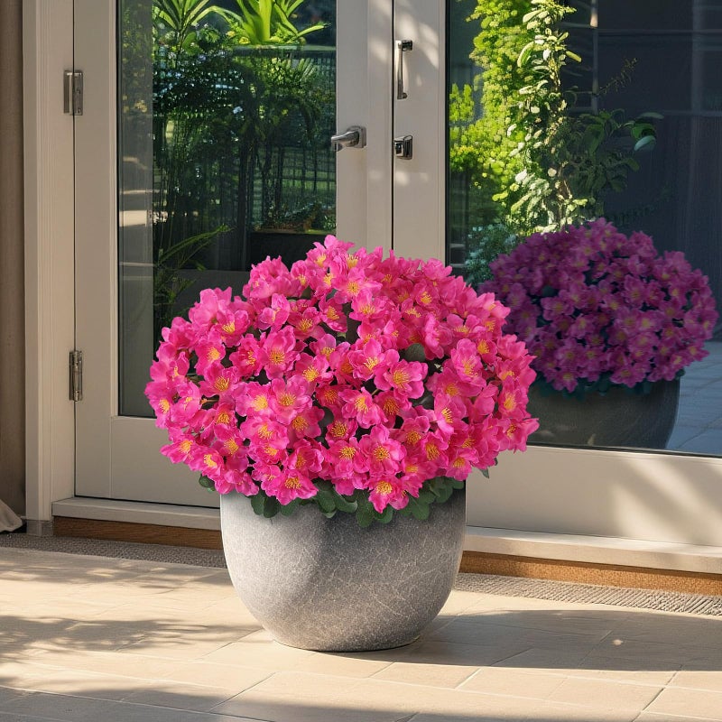 Juxdp 2 Sets of Artificial Camellia Topiary Ball Trees - Fake Flower Potted Plants, UV Resistant Faux Camellia Potted Bushes for Front Door, Farmhouse, Porch, Garden, Outdoor Decoration (Rose Red) - Image 4