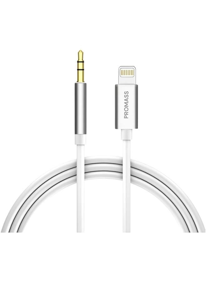 PROMASS iPhone AUX Cable for Car, MFi Certified Viton Lightning to 3.5mm Cable, Stereo AUX Audio Cable Compatible with iPhone 14 Pro Max & iPhone 14 Pro, 14 Plus, 14, 13 Pro Max, 13, 13 Pro, 12, 11, SE 2020, XS, XR, X, 8, 7, 1m - 3.3ft, White - Image 1